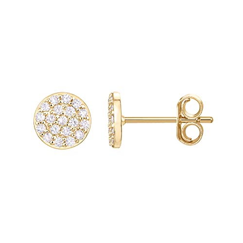 18K Gold Plated Mini CZ Disc Stud Earrings