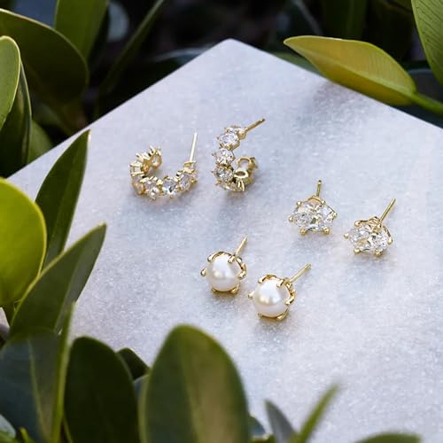 Kendra Scott Gold-Plated White Crystal Stud Earrings