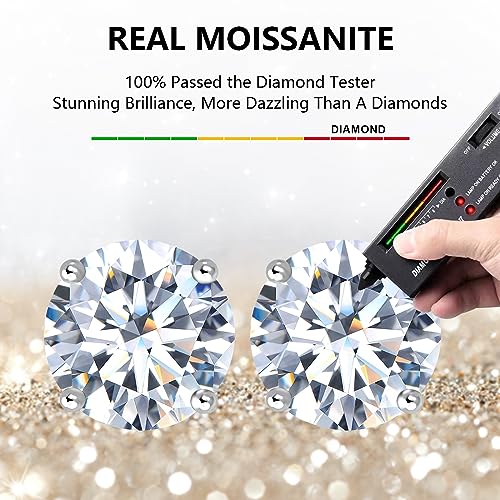 BREN 1ct D Color VVS1 Round Cut Moissanite Earrings