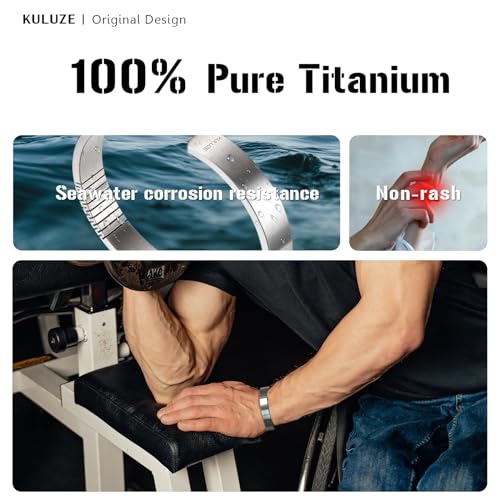 KULUZE Mens Bracelet | Pure Titanium Minimalist Bracelet Designed for Men | Springy Mens Cuff Bracelet | 10MM Wide Bracelet | Gift for Him