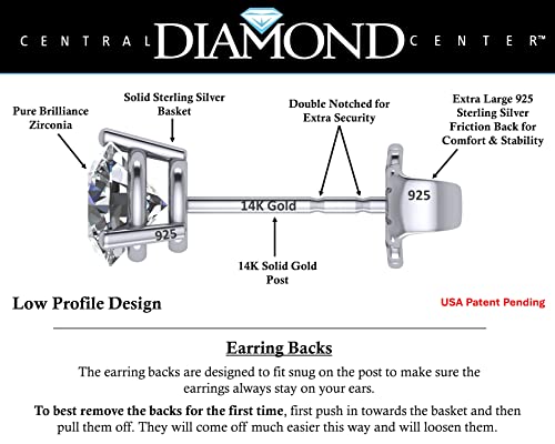 14K Gold & Sterling Silver Zirconia Stud Earrings