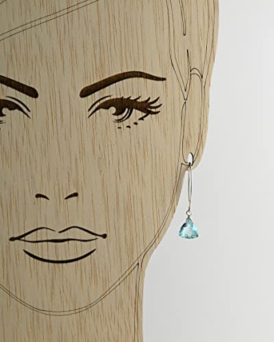 Aquamarine Blue Quartz Dangle Earrings in Sterling Silver