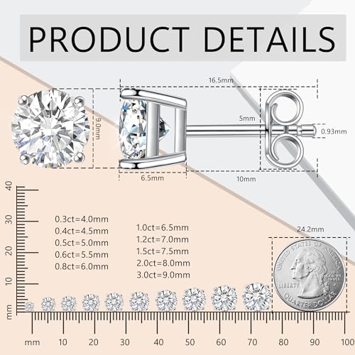 2.4ct DF Moissanite Stud Earrings, 18K White Gold