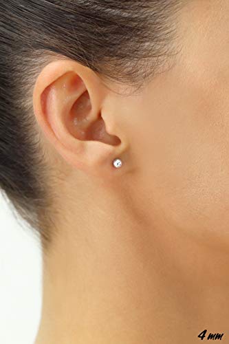 14k White Gold Stud Earrings with Butterfly Backs