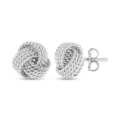 925 Sterling Silver Love-Knot Stud Earrings Italian Design