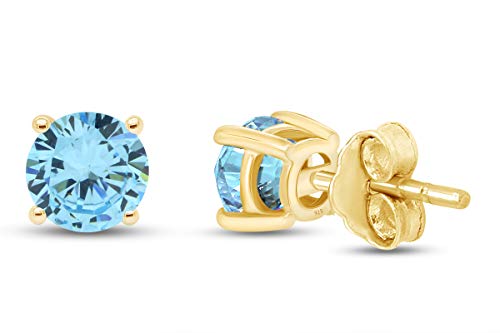 Aquamarine Stud Earrings in 14K Yellow Gold