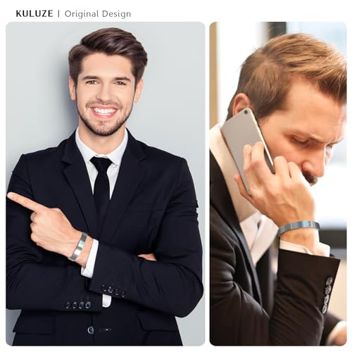 KULUZE Mens Bracelet | Pure Titanium Minimalist Bracelet Designed for Men | Springy Mens Cuff Bracelet | 10MM Wide Bracelet | Gift for Him