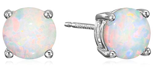 Opal Birthstone Stud Earrings - October Birthstone, Sterling Silver