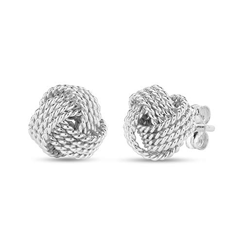 925 Sterling Silver Love-Knot Stud Earrings Italian Design