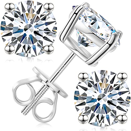 Lab Created Moissanite Diamond Stud Earrings White Gold