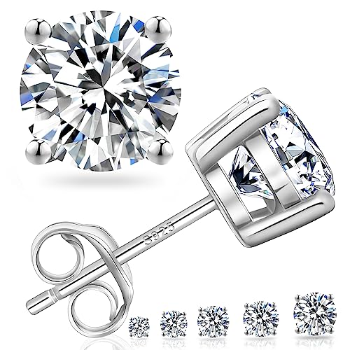 KRKC&CO Moissanite Studs Earrings, Lab Diamond, Silver Gold