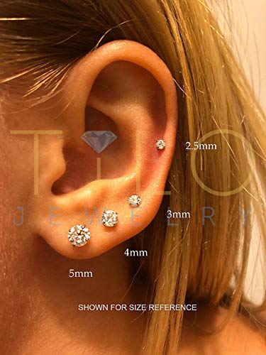 14k Yellow Gold Round CZ Stud Earrings (3mm)