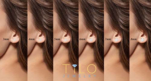 14k White Gold Stud Earrings with Butterfly Backs