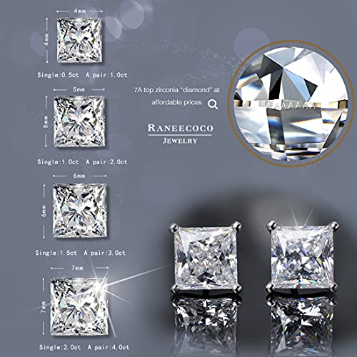 18K Gold Plated Princess Cut CZ Stud Earrings