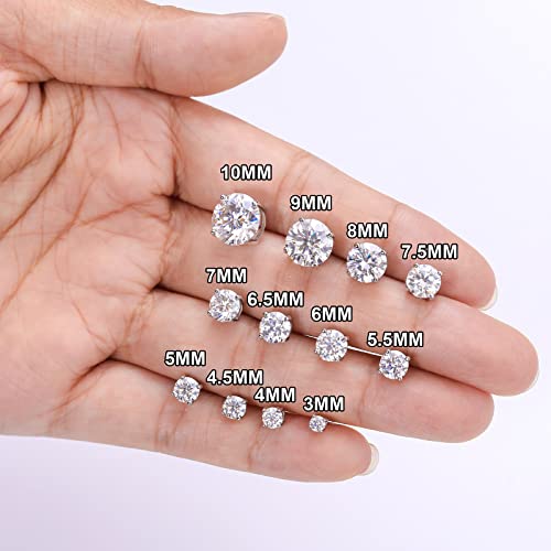 Lab Created Moissanite Diamond Stud Earrings White Gold