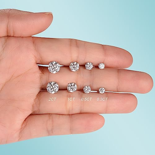 D Color VVS1 Round Cut Moissanite Stud Earrings