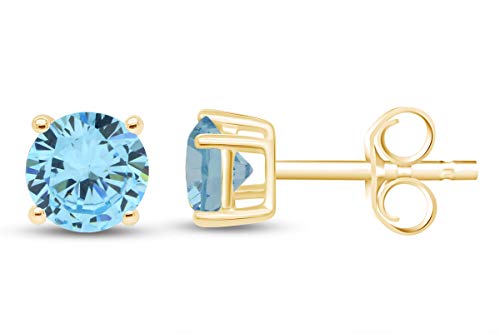 Aquamarine Stud Earrings in 14K Yellow Gold