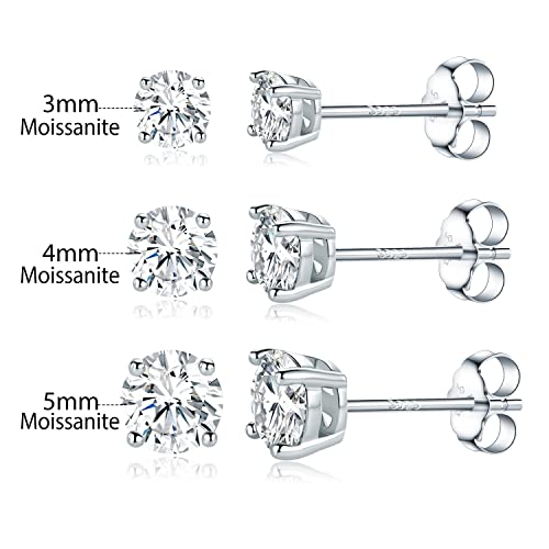 Set of 3 S925 Silver Moissanite Stud Earrings