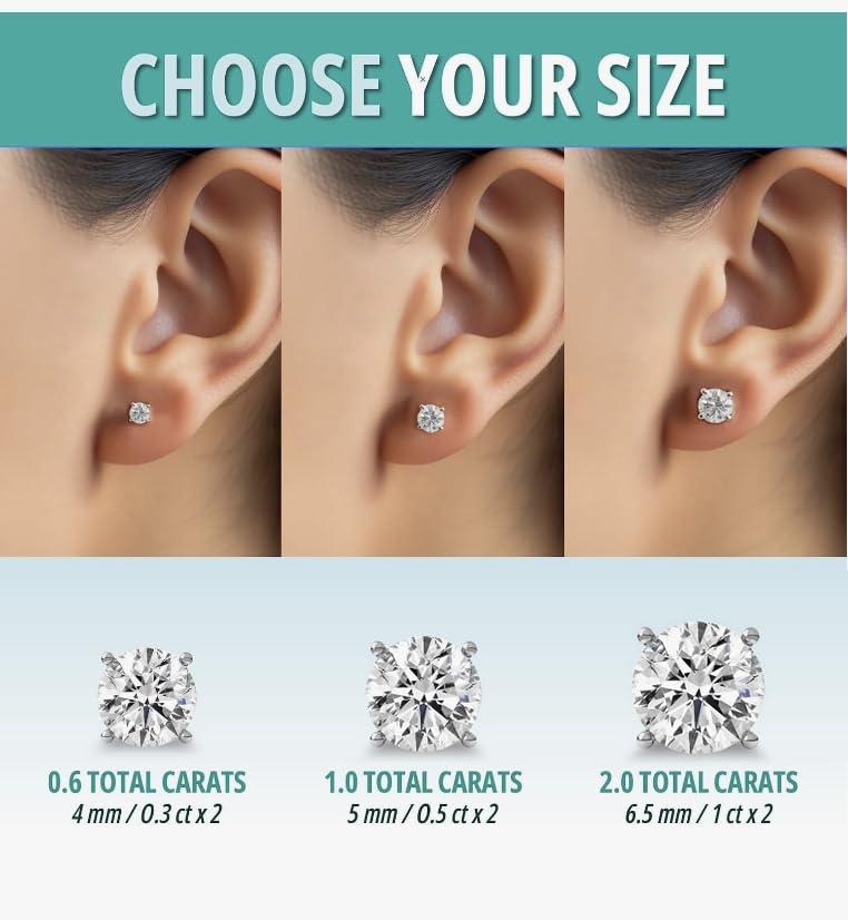 Moissanite Stud Earrings - Women's and Men's Jewelry