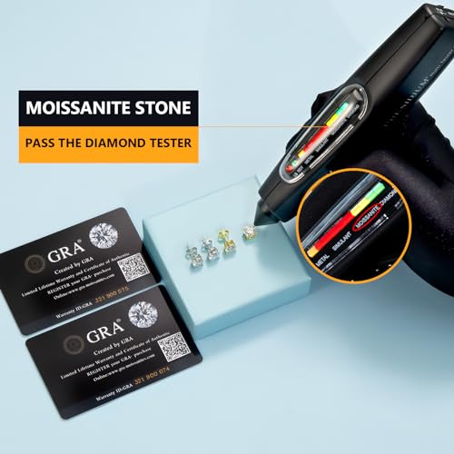 KRKC&CO Moissanite Studs Earrings, Lab Diamond, Silver Gold