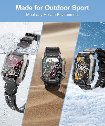 Men's Smartwatch - 2.01'' HD Display, 80-Day Battery, IP68 Waterproof