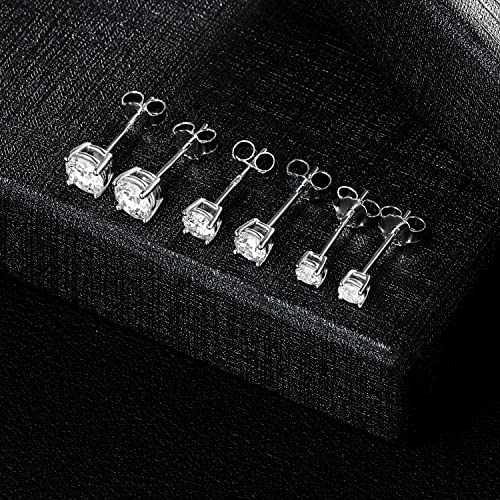 Set of 3 S925 Silver Moissanite Stud Earrings