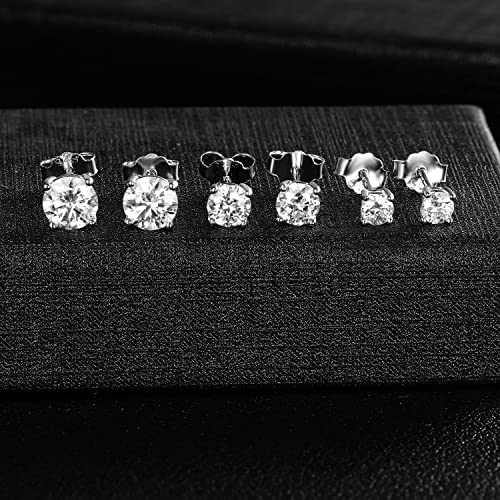 Set of 3 S925 Silver Moissanite Stud Earrings