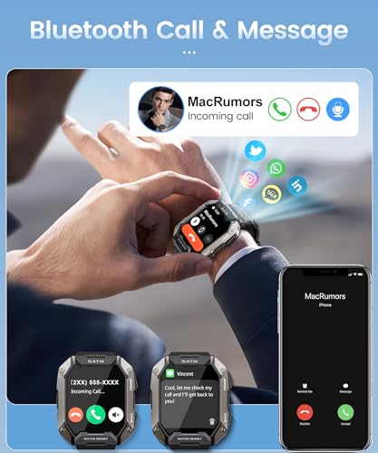 Men's Smartwatch - 2.01'' HD Display, 80-Day Battery, IP68 Waterproof