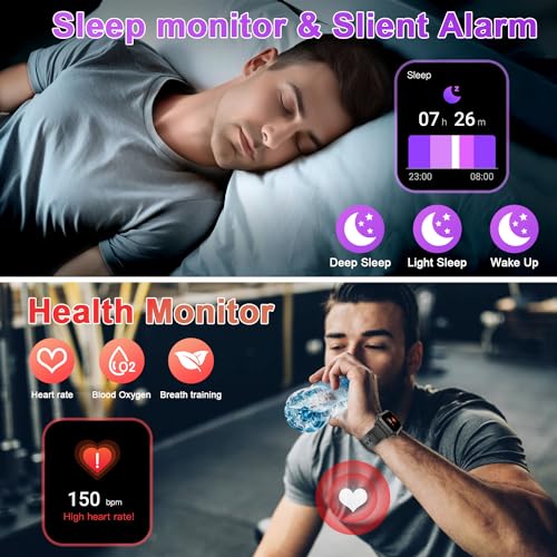 Military Smart Watch for Men: Fitness Tracker Heart Rate Monitor