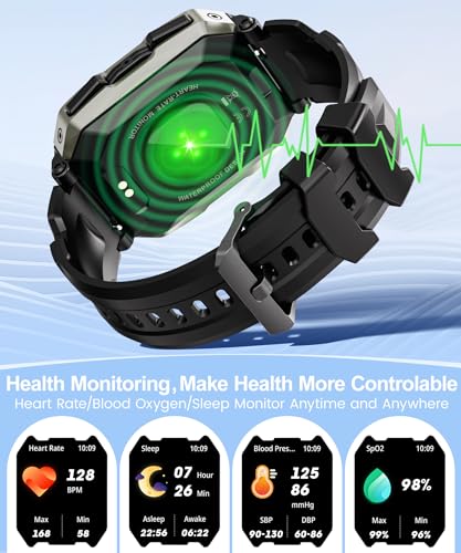 Men's Smartwatch - 2.01'' HD Display, 80-Day Battery, IP68 Waterproof