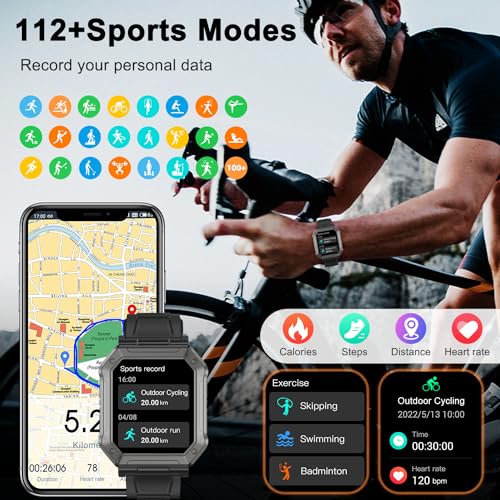Military Smart Watch for Men: Fitness Tracker Heart Rate Monitor