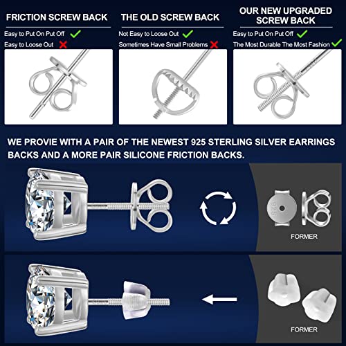 Lab Created Moissanite Diamond Stud Earrings White Gold