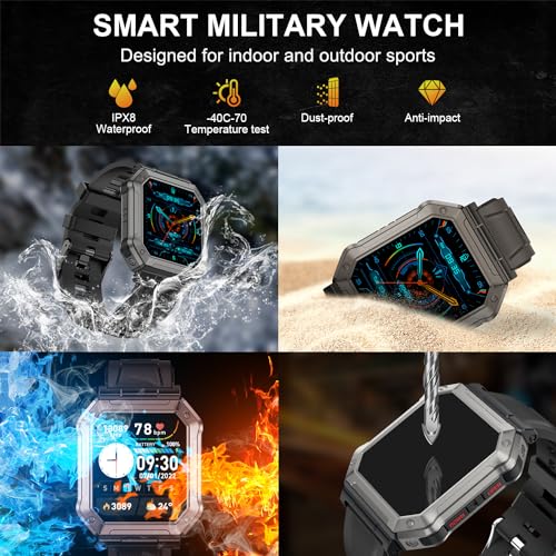 Military Smart Watch for Men: Fitness Tracker Heart Rate Monitor