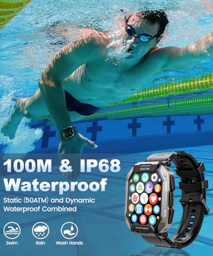 Men's Smartwatch - 2.01'' HD Display, 80-Day Battery, IP68 Waterproof