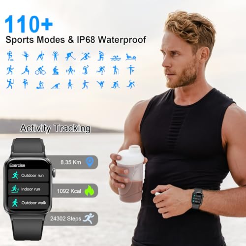 1.85" Smartwatch with Heart Rate Monitor, 100+ Sport Modes