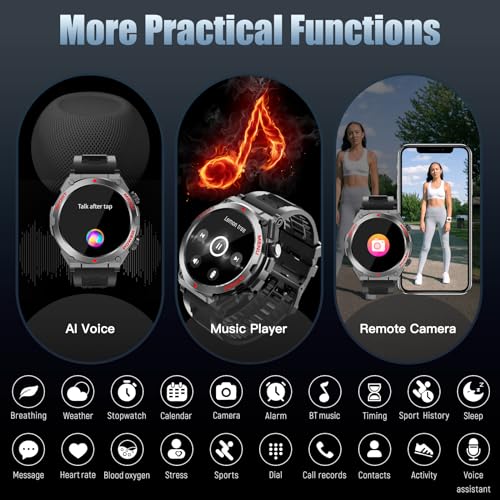 1.52-Inch Touch Screen Military Smartwatch for Men and Women