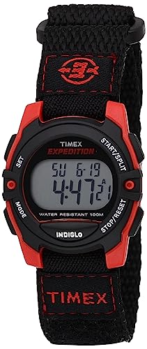 Timex Unisex Digital Expedition Black/Red Watch with Velcro