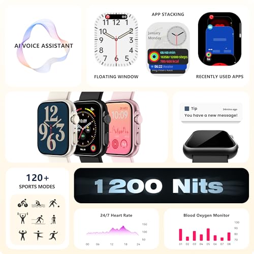 Android iPhone Smart Watch, 24/7 Health Tracker, 120+ Sports Modes