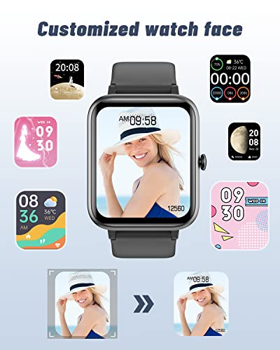 Black Smartwatch for iOS/Android: Calls, Fitness Tracker, IP68