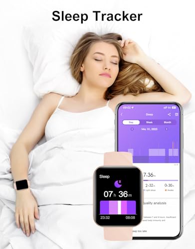 Pink Waterproof Smart Watch with Fitness Tracker