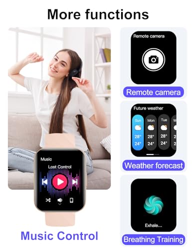 Pink Waterproof Smart Watch with Fitness Tracker