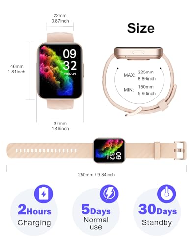 Pink Waterproof Smart Watch with Fitness Tracker