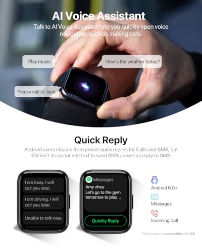 Unisex Smartwatch - Calls, AI Assistant, Fitness Tracker