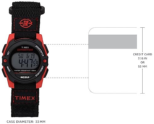 Timex Unisex Digital Expedition Black/Red Watch with Velcro
