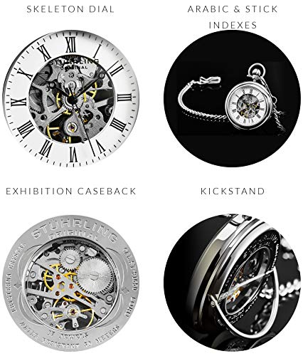 Men's Stuhrling Original Skeleton Analog Pocket Watch with Chain