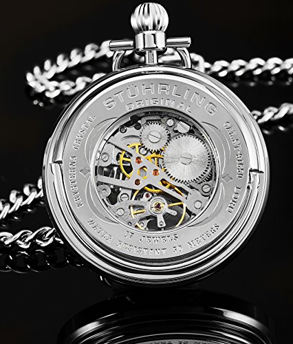 Men's Stuhrling Original Skeleton Analog Pocket Watch with Chain