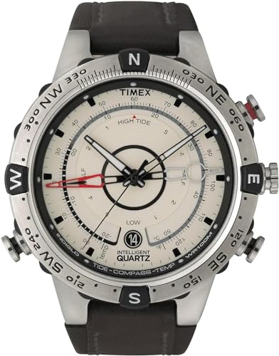 Timex Men's Intelligent Quartz Compass Watch, Silver and Brown
