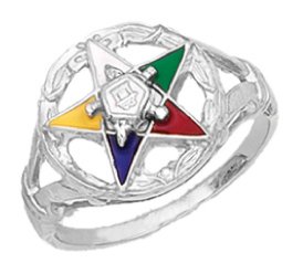 Sterling Silver Masonic Eastern Star Ring - Size 8.5