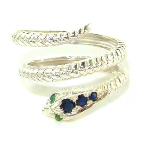 Natural Sapphire and Emerald Womens Promise Ring - Size 11.5
