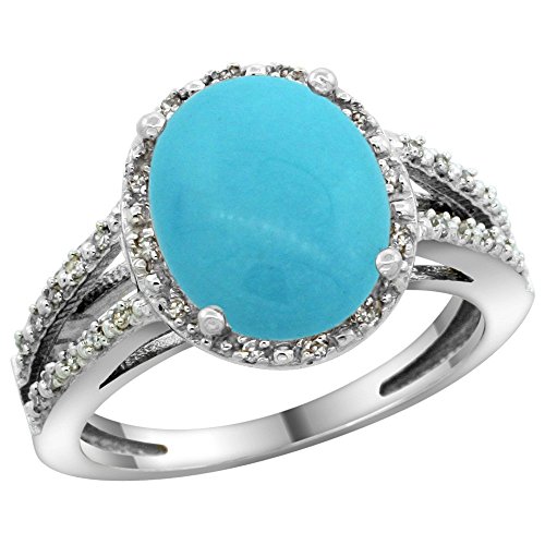 Diamond Halo Sleeping Beauty Turquoise Ring Oval 11x9mm